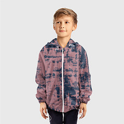 Ветровка с капюшоном детская Текстура с потертостями сине-розовая, цвет: 3D-белый — фото 2