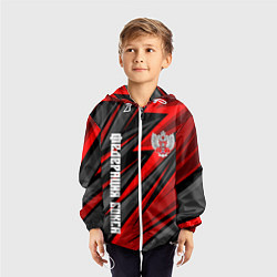 Ветровка с капюшоном детская Федерация бокса России - красный спорт, цвет: 3D-белый — фото 2