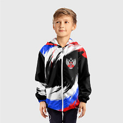 Ветровка с капюшоном детская Федерация бокса РФ - краска, цвет: 3D-белый — фото 2