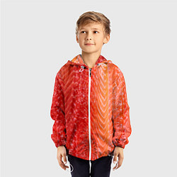 Ветровка с капюшоном детская Лосось филе текстура, цвет: 3D-белый — фото 2