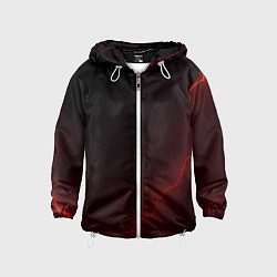 Ветровка с капюшоном детская Красная молния на черном, цвет: 3D-белый