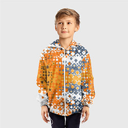 Ветровка с капюшоном детская Геометрические разводы, цвет: 3D-белый — фото 2