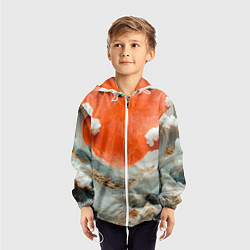 Ветровка с капюшоном детская Японский пейзаж абстракция, цвет: 3D-белый — фото 2