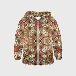 Ветровка с капюшоном детская Традиционные славянские узоры, цвет: 3D-белый