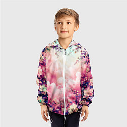 Ветровка с капюшоном детская Фантастический цветочный розовый с облаками, цвет: 3D-белый — фото 2