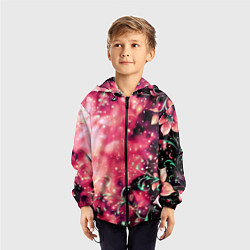 Ветровка с капюшоном детская Магические цветы тёмно-розовый, цвет: 3D-черный — фото 2