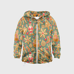 Ветровка с капюшоном детская Имбирные пряники, цвет: 3D-белый
