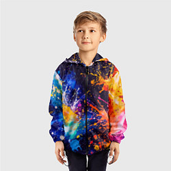 Ветровка с капюшоном детская Абстракция взрыв красок тёмно-синий, цвет: 3D-черный — фото 2