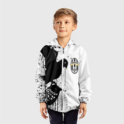 Ветровка с капюшоном детская Ювентус черная птица краски, цвет: 3D-белый — фото 2