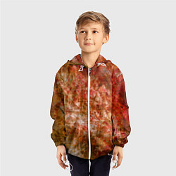 Ветровка с капюшоном детская Абстракция - bright red, цвет: 3D-белый — фото 2