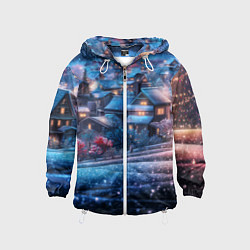 Детская ветровка Новогодний двор в блестках