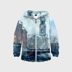 Ветровка с капюшоном детская Зимний Питер, цвет: 3D-белый