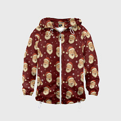 Ветровка с капюшоном детская Паттерн с Сантой, цвет: 3D-белый