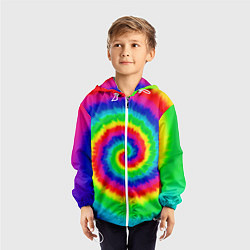 Ветровка с капюшоном детская Tie dye, цвет: 3D-белый — фото 2