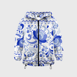 Ветровка с капюшоном детская Гжель 2, цвет: 3D-черный