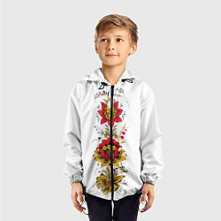 Ветровка с капюшоном детская Хохлома: цветы, цвет: 3D-черный — фото 2