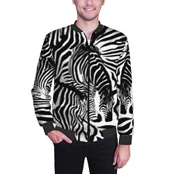 Бомбер мужской Полосатая зебра, цвет: 3D-черный — фото 2