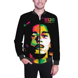 Бомбер мужской Боб Марли: фан-арт, цвет: 3D-черный — фото 2