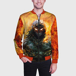 Бомбер мужской Disturbed: Monster Flame, цвет: 3D-красный — фото 2