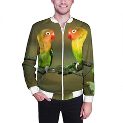 Бомбер мужской Два попугая, цвет: 3D-белый — фото 2