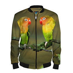 Бомбер мужской Два попугая, цвет: 3D-черный