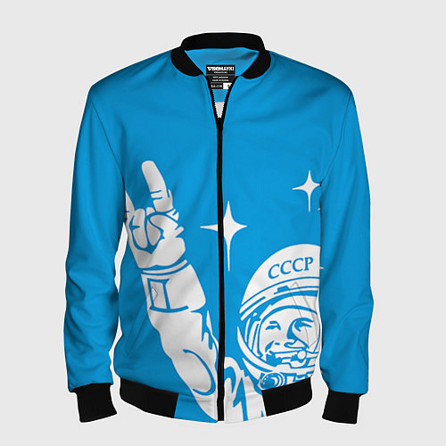 Мужской бомбер Гагарин рокер / 3D-Черный – фото 1