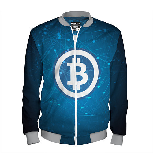 Мужской бомбер Bitcoin Blue / 3D-Меланж – фото 1