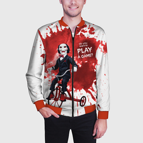 Мужской бомбер Play a game? / 3D-Красный – фото 3
