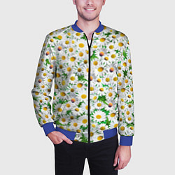 Бомбер мужской Полевые ромашки, цвет: 3D-синий — фото 2