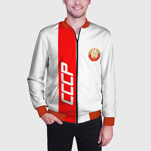 Мужской бомбер СССР: White Collection / 3D-Красный – фото 3