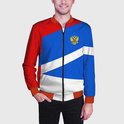 Мужской бомбер Russia: Light Sport / 3D-Красный – фото 3