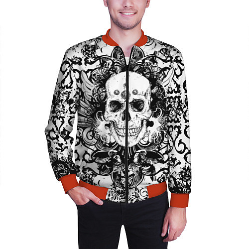 Мужской бомбер Grunge Skull / 3D-Красный – фото 3