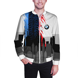 Бомбер мужской BMW: Speed City, цвет: 3D-белый — фото 2