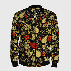 Мужской бомбер Хохлома золотые лебеди