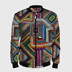 Бомбер мужской Этнический ковровый орнамент, цвет: 3D-черный