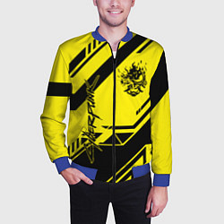 Бомбер мужской Cyberpunk 2077: Yellow Samurai, цвет: 3D-синий — фото 2