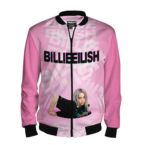 Мужской бомбер Billie Eilish: Pink Mood / 3D-Черный – фото 1