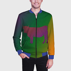 Бомбер мужской Короватрехцветный градиент, цвет: 3D-синий — фото 2