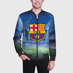 Бомбер мужской FC Barcelona, цвет: 3D-черный — фото 2