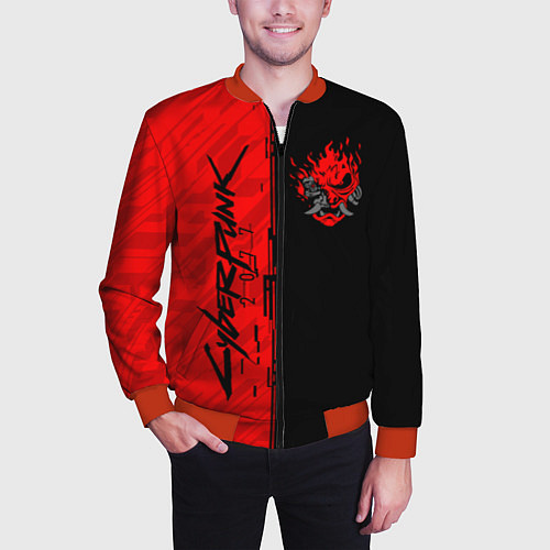 Мужской бомбер CYBERPUNK 2077 / 3D-Красный – фото 3