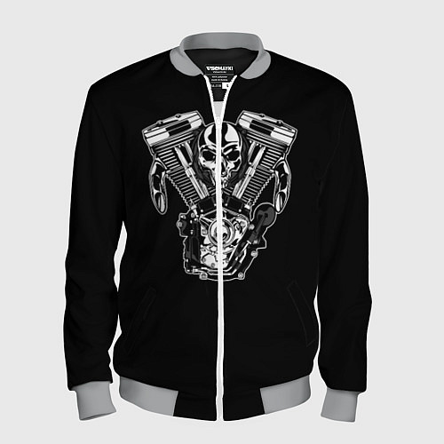 Мужской бомбер Движковый череп / 3D-Меланж – фото 1