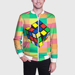 Бомбер мужской Кубик Рубика, цвет: 3D-белый — фото 2