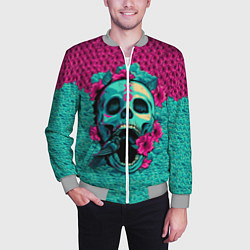 Бомбер мужской Неоновый череп, цвет: 3D-меланж — фото 2