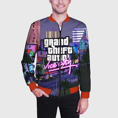 Мужской бомбер Grand Theft Auto Vice City / 3D-Красный – фото 3