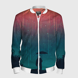 Бомбер мужской Космический Дождь, цвет: 3D-белый