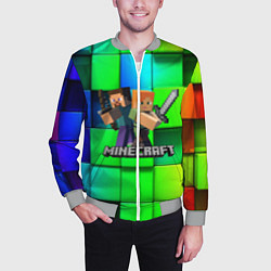 Бомбер мужской MINECRAFT, цвет: 3D-меланж — фото 2