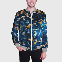 Бомбер мужской Космические коты, цвет: 3D-меланж — фото 2