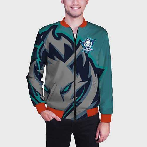 Мужской бомбер Форма White wolves / 3D-Красный – фото 3