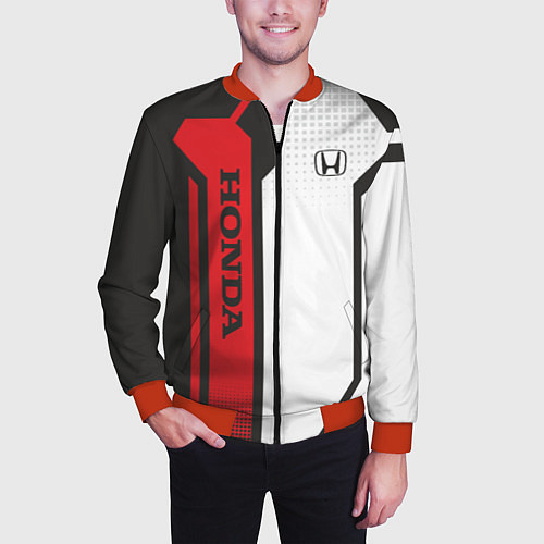 Мужской бомбер Honda Driver team / 3D-Красный – фото 3