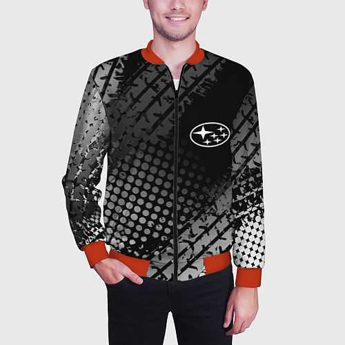 Мужской бомбер Subaru / 3D-Красный – фото 3